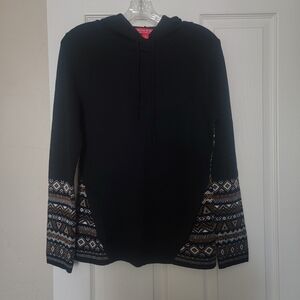 Krimson Klover Black Sweater with Patterned Sleeves